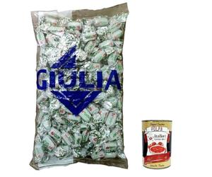 La Giulia Caramelle dure ripiene con Latte e Menta Caramelle Hartbons rellenos de leche y menta sin gluten, 1 kg + Polpa italiana Gourmet 400 g