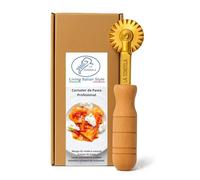 La Gondola Cortador de Pasta Casero - Rueda Festoneada | Utensilios para Pasta Fresca para Casa y Negocio | Latón y Madera | Cortapastas Seguro y Fácil de Usar | Cortador de Raviolis