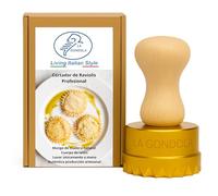 La Gondola Cortador de Raviolis Caseros - Redondo Festoneado 65 mm | Cortapastas de Latón y Madera Natural | Cortador de Pasta Robusto y Fácil de Usar | Utensilios para Pasta Fresca Hechos en Italia