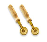 La Gondola Set de 2 Cortadores de Rueda Festoneada | Utensilios para Pasta Fresca para Casa y Negocio | Cortapastas Fácil de Usar de Latón y Madera Natural | Cortador de Raviolis