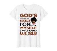 La Gracia de la Misericordia de Dios me da Esperanza para Las Mujeres Negras Camiseta gráfica económica, Mujer, Blanco, M