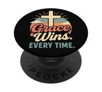 La gracia gana cada vez que una cruz cristiana nace de nuevo en Jesús PopSockets PopGrip Adhesivo