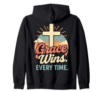 La gracia gana cada vez que una cruz cristiana nace de nuevo en Jesús Sudadera con Capucha