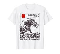 La Gran Ola de Kanagawa Japón Hokkaido Big Wave Hokusai Camiseta gráfica económica, Hombre, Blanco, XL