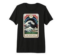 La Gran Ola de Kanagawa por la Noche Tarot Card Retro Camiseta Premium