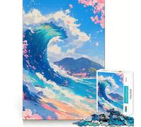 La Gran Ola - Rompecabezas de 1000 Piezas con estética Anime para Adolescentes Juguete de lógica Fuerte para Relajarse Bordes definidos Sorpresa de cumpleaños 50x75cm