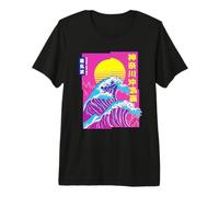 La Gran Ola, Vaporwave Anime Estética Glitch Japonés Camiseta Premium