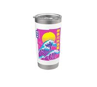 La Gran Ola, Vaporwave Anime Estética Glitch Japonés Vaso térmico de acero inoxidable de doble pared
