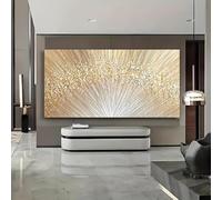 La gran pieza abstracta dorada tiene un diseño tridimensional, es perfecta para salas de estar grandes y modernas enmarcadas (55 x 110 cm (22 x 43 pulgadas) con marco)