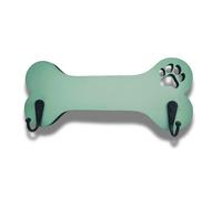 La Guarida del Dragón Perchero de pared de madera para correas de perro - Diseño decorativo en forma de hueso con huella o corazón - Colgador funcional para llaves y accesorios (Verde Huella)