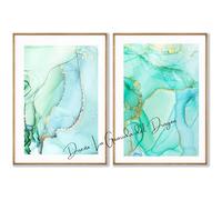 La Guarida del Dragón Set de 2 láminas decorativas Delux estilo mármol 30x40 cm - Impresión Premium, papel grueso - Diseño elegante para salón, dormitorio u oficina (Verde Esmeralda)
