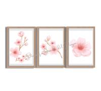 La Guarida del Dragón Set de 3 láminas flor de cerezo sin marco - Impresión artística premium - Tamaño A4 (21x30 cm) - Arte floral japonés para decoración de pared