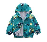La-haut kids - Chaqueta con capucha para niño de 1 a 5 años, diseño de engranajes, tractor,camión hormigonera,Bulldozer,Vehículos de construcción,Cierre de cremallera,Azul y Verde, verde, 4-5 años