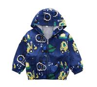 La-haut kids - Chaqueta con capucha para niño de 1 a 5 años, diseño de engranajes, tractor,camión hormigonera,Bulldozer,Vehículos de construcción,Cierre de cremallera,Azul y Verde, azul, 2-3 Años