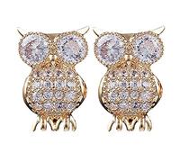 LA HAUTE - Broche de búho con diamantes de imitación de cristal, 2 piezas, diseño antiguo, con forma de animal, ramillete para boda, regalo de Navidad, Cristal