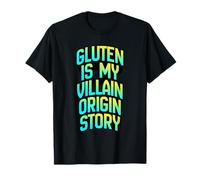 La Historia del Origen del Gluten es mi Villano, Divertida Ropa de Humor para celíacos Camiseta