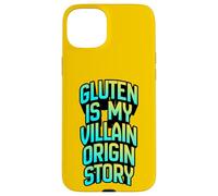 La Historia del Origen del Gluten es mi Villano, Divertida Ropa de Humor para celíacos Carcasa para iPhone 15 Plus
