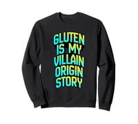 La Historia del Origen del Gluten es mi Villano, Divertida Ropa de Humor para celíacos Sudadera