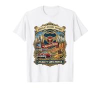 La histórica Carretera Madre de Chicago a Santa Mónica Camiseta gráfica económica, Hombre, Blanco, XL