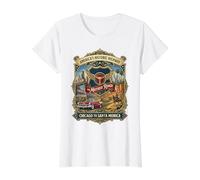 La histórica Carretera Madre de Chicago a Santa Mónica Camiseta gráfica económica, Mujer, Blanco, S