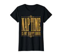 La Hora de la Siesta es mi Hora Feliz Funny Sleepy Camiseta gráfica económica, Mujer, Negro, M