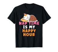 La Hora de la Siesta es mi Hora Feliz Lindo Dibujos Animados Gato Perezoso Siesta Camiseta