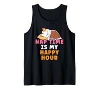 La Hora de la Siesta es mi Hora Feliz Lindo Dibujos Animados Gato Perezoso Siesta Camiseta sin Mangas
