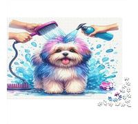 La Hora del baño del Perro Puzzle 1000 Piezas Papel Reciclado para Adultos Puzzle para Adultos Imposible difícil desafiante Juego Educativo para descompresión 52x38cm/1000pcs