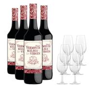 La Hora del Vermouth - Pack 4 Botellas de Vermouth Málaga Virgen 75cl + 6 Catavinos