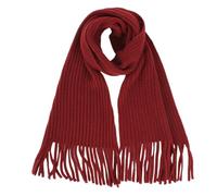 LA HUATE Bufanda de lana de punto con borla para niños, para otoño e invierno, calentador de cuello, color sólido, pañuelos cálidos, rojo vino, Talla única