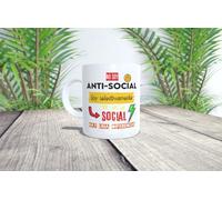 La Huella Taza personalizada No soy anti social. Ideal para todas las personas socialmente selectivas.