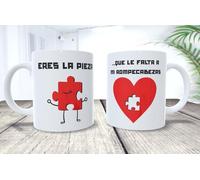 La Huella Taza personalizada. Pack de 2 tazas. Eres la pieza...que le falta a mi rompecabezas. Ideal para todos esos que encajan a la perfección.