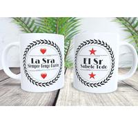 La Huella Taza personalizada. Pack de 2 tazas. Para la Señora siempre tengo la razón y el Señor Sabelo todo. Ideal para toda entrañable pareja gruñona.