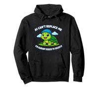 La IA no Puede reemplazarme Funny Turtle Unhinged Meme Gen Z Cringe Sudadera con Capucha