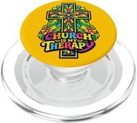 La Iglesia es mi Cruz de Terapia - Arte Floral Espiritual de fe PopSockets PopGrip para MagSafe