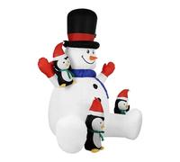 La iluminación LED RGB Del Muñeco De Nieve De Navidad Inflable Incluye 3 Pingüinos Establo Decorativo Resistente A La intemperie Escena De Invierno | Familias Con Jardín Y Patio, Momentos Fotog