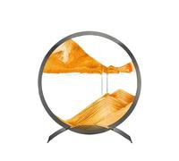 La imagen artística "Flowing Sand" muestra un paisaje tridimensional de arenas movedizas circulares de vidrio en una pantalla en movimiento dentro de un marco fluido.(Orange,L)