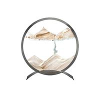 La imagen artística "Flowing Sand" muestra un paisaje tridimensional de arenas movedizas circulares de vidrio en una pantalla en movimiento dentro de un marco fluido. (Coffee,L)