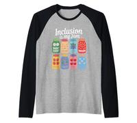 La inclusión es mi jam Empatía Inspiradora Respeto Hombres Mujeres Camiseta Manga Raglan