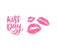 La inscripción del Día Mundial del Beso está escrita Calcomanías de pared de papel adhesivo 42x90.7cm Varios tamaños Rosa