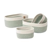 LA JOLIE MUSE - Canastas de almacenamiento de cuerda, cesta tejida de algodón para baño, guardería y decoración, 4 unidades, blanco concha y verde hiedra