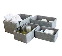 La Jolíe Muse Cestas Almacenaje Juego 4 Cajas de Almacenaje Decorativa Cestas Organizadoras Maquillaje Plegable Para Ropa Juguetes Armario Estantería Caja de la Cuerda de Papel Gris
