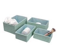 La Jolíe Muse Cestas Almacenaje Juego 4 Cajas de Almacenaje Decorativa Cestas Organizadoras Maquillaje Plegable Para Ropa Juguetes Armario Estantería Caja de la Cuerda de Papel Turquesa
