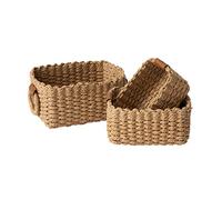 La Jolíe Muse Cestas Almacenaje Juego de 3 Cesta Mimbre Baño Cocina Cestas Organizadoras para Toallas y Juguetes Cajas Decorativas de Cuerda de Papeles Reciclable para Bodas Mesas Amarillo