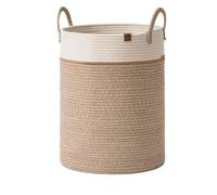 LA JOLIE MUSE Cestas de Almacenaje de Cuerda de Algodón Jumbo, Organizador de Algodón Extra Grande, 40.6D x 56H cm, Cesta Tejida para Mantas de Bebé, Cesto de Lavandería de Juguetes para Niños, Marrón