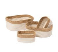 LA JOLIE MUSE Cestas de almacenamiento de cuerdas de algodón para organización, pequeña cesta de algodón tejida para estante de baño habitación de los niños, cesta decorativa, juego de cesta beige