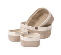 LA JOLIE MUSE Cestas de almacenamiento en Cuerda, Cestas Pequeñas de Algodón para el Cuarto de Baño, Set de 4 Cestas Organizadoras Decorativas, Beige arena