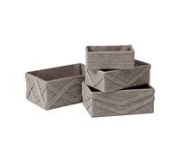 LA JOLIE MUSE Juego de 4 Cestas de Almacenaje - Cesta apilable tejida con cuerda de papel, Cajas de Almacenaje para Maquillaje Armario Baño Dormitorio (Gris) （Beige）