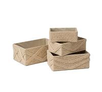 LA JOLIE MUSE Juego de 4 Cestas de Almacenaje - Cesta apilable tejida con cuerda de papel, Cajas de Almacenaje para Maquillaje Armario Baño Dormitorio