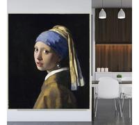La joven de la perla de Johannes Vermeer. Impresión en lienzo. Obra de arte famosa. Decoración para el hogar o la sala de estar (40x50cm/Sin marco).